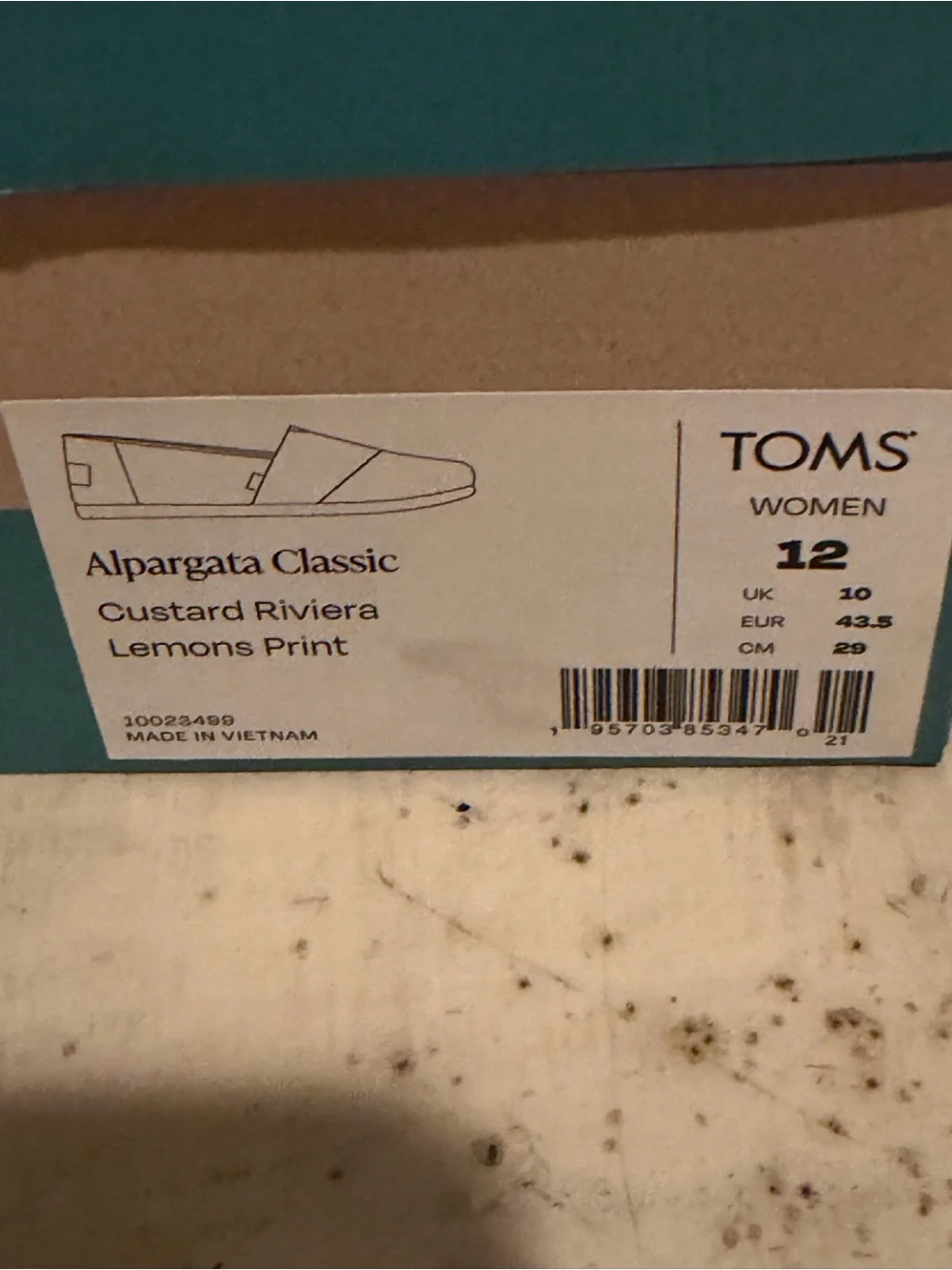 TOMS  Lemon Print Slip-On Shoes - NWT. Size 12M
